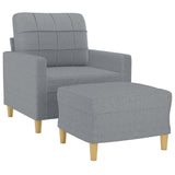 Sofa Chair with Footstool Light Grey 60 cm Fabric - Side View