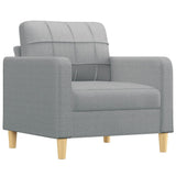 Sofa Chair with Footstool Light Grey 60 cm Fabric