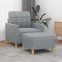 Sofa Chair with Footstool Light Grey 60 cm Fabric