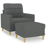 Sofa Chair with Footstool Dark Grey 60 cm Fabric - Front View