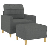 Sofa Chair with Footstool Dark Grey 60 cm Fabric - Side View