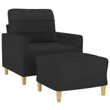 Sofa Chair with Footstool Black 60 cm Fabric - Side View