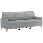 3-Seater Sofa with Footstool Light Grey 180 cm Fabric
