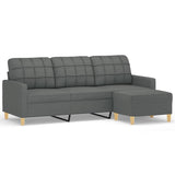 3-Seater Sofa with Footstool Dark Grey 180 cm Fabric - Front View