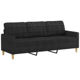 3-Seater Sofa with Footstool Black 180 cm Fabric - Top-Down View