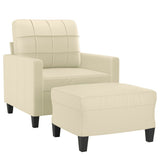 Sofa Chair with Footstool Cream 60 cm Faux Leather - Side View
