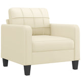 Sofa Chair with Footstool Cream 60 cm Faux Leather - Top-Down View