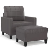 Sofa Chair with Footstool Grey 60 cm Faux Leather