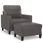 Sofa Chair with Footstool Grey 60 cm Faux Leather