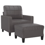 Sofa Chair with Footstool Grey 60 cm Faux Leather
