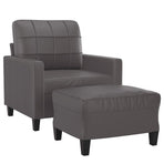 Sofa Chair with Footstool Grey 60 cm Faux Leather