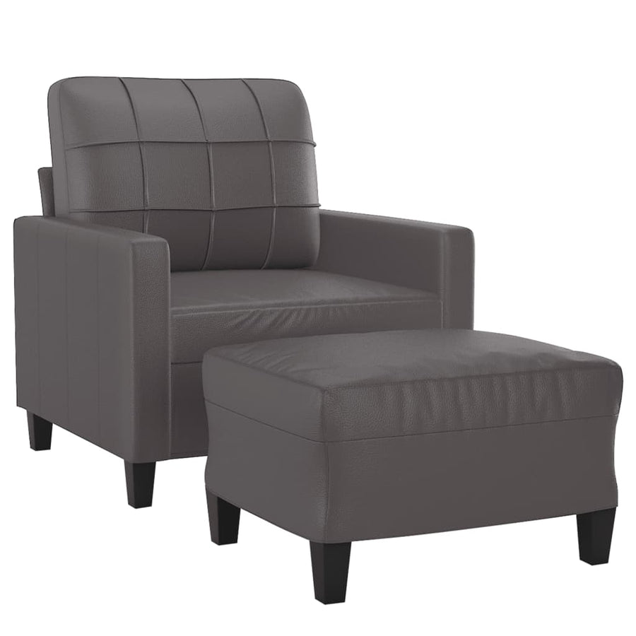 Sofa Chair with Footstool Grey 60 cm Faux Leather
