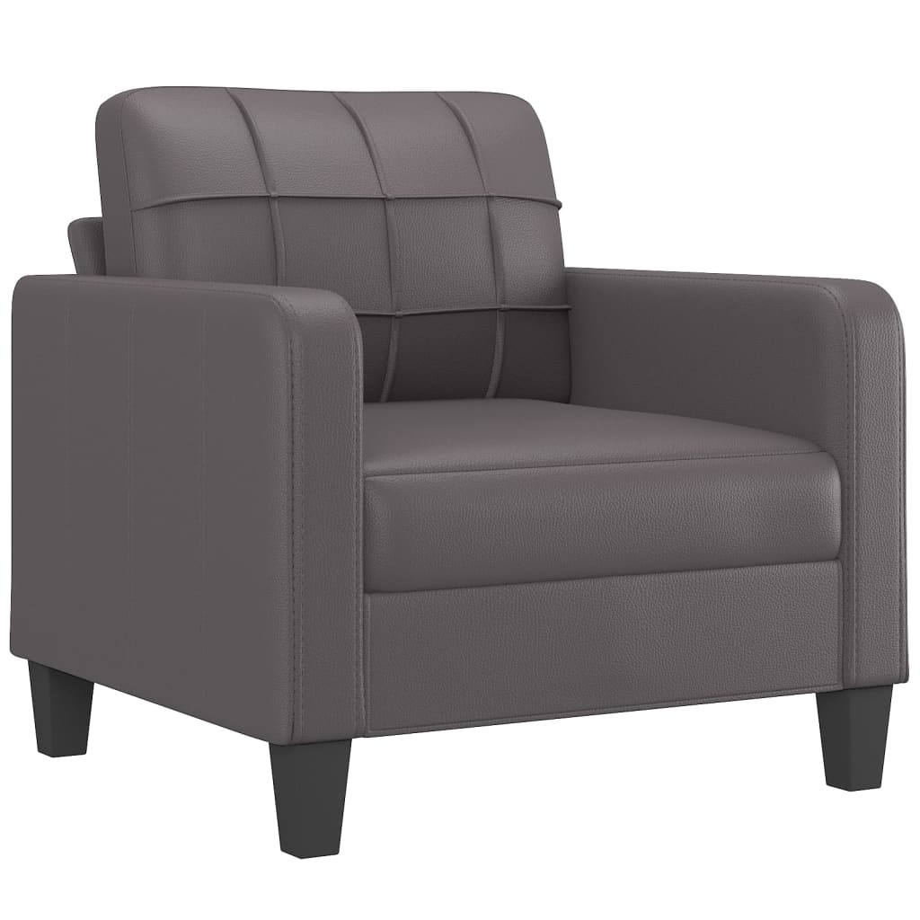 Sofa Chair with Footstool Grey 60 cm Faux Leather