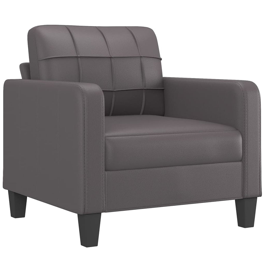 Sofa Chair with Footstool Grey 60 cm Faux Leather