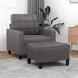 Sofa Chair with Footstool Grey 60 cm Faux Leather