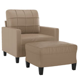 Sofa Chair with Footstool Cappuccino 60 cm Faux Leather - Side View