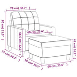 Sofa Chair with Footstool Cappuccino 60 cm Faux Leather - Close-Up Angle