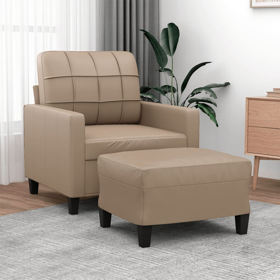 Sofa Chair with Footstool Cappuccino 60 cm Faux Leather