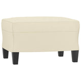 3-Seater Sofa with Footstool Cream 180 cm Faux Leather - 45-Degree Angle