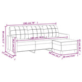 3-Seater Sofa with Footstool Cream 180 cm Faux Leather - Close-Up Angle