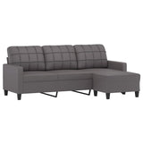 3-Seater Sofa with Footstool Grey 180 cm Faux Leather - Side View