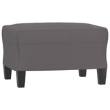 3-Seater Sofa with Footstool Grey 180 cm Faux Leather - 45-Degree Angle