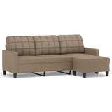 3-Seater Sofa with Footstool Cappuccino 180 cm Faux Leather - Front View