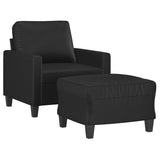 Sofa Chair with Footstool Black 60 cm Faux Leather - Side View