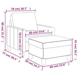 Sofa Chair with Footstool Black 60 cm Faux Leather - Close-Up Angle