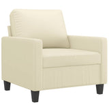 Sofa Chair with Footstool Cream 60 cm Faux Leather
