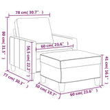 Sofa Chair with Footstool Cream 60 cm Faux Leather