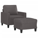Sofa Chair with Footstool Grey 60 cm Faux Leather - Side View
