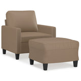 Sofa Chair with Footstool Cappuccino 60 cm Faux Leather - Front View