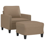 Sofa Chair with Footstool Cappuccino 60 cm Faux Leather - Side View
