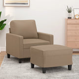 Sofa Chair with Footstool Cappuccino 60 cm Faux Leather