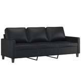 3-Seater Sofa with Footstool Black 180 cm Faux Leather - 45-Degree Angle
