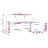 3-Seater Sofa with Footstool Black 180 cm Faux Leather - Close-Up Angle
