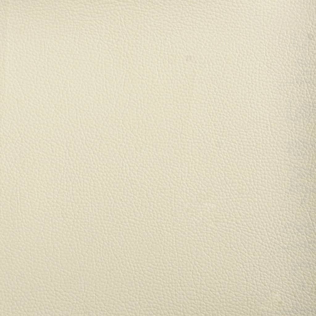 3-Seater Sofa with Footstool Cream 180 cm Faux Leather
