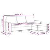 3-Seater Sofa with Footstool Grey 180 cm Faux Leather