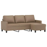 3-Seater Sofa with Footstool Cappuccino 180 cm Faux Leather - Side View