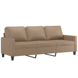 3-Seater Sofa with Footstool Cappuccino 180 cm Faux Leather - 45-Degree Angle