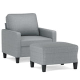 Sofa Chair with Footstool Light Grey 60 cm Fabric - Front View