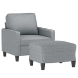 Sofa Chair with Footstool Light Grey 60 cm Fabric - Side View