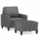 Sofa Chair with Footstool Dark Grey 60 cm Fabric - Front View