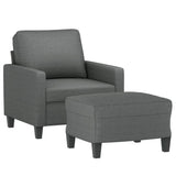 Sofa Chair with Footstool Dark Grey 60 cm Fabric - Side View
