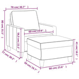 Sofa Chair with Footstool Dark Grey 60 cm Fabric