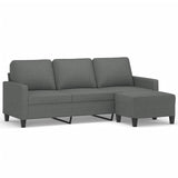 3-Seater Sofa with Footstool Dark Grey 180 cm Fabric - Front View