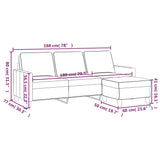 3-Seater Sofa with Footstool Dark Grey 180 cm Fabric - Close-Up Angle