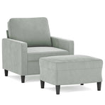 Sofa Chair with Footstool Light Grey 60 cm Velvet