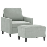 Sofa Chair with Footstool Light Grey 60 cm Velvet - Side View